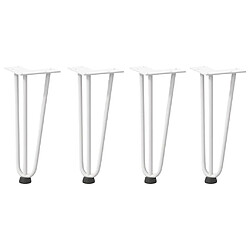 vidaXL Pieds de table en forme d'épingle à cheveux 4 pcs blanc 30 cm