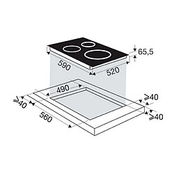 Table de cuisson à induction 60cm 3 feux 5900w - bpi6360b - BRANDT