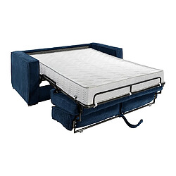 Acheter Vente-Unique Canapé 3 places convertible express en velours côtelé bleu nuit - Couchage 140 cm - Matelas 18 cm LORETO