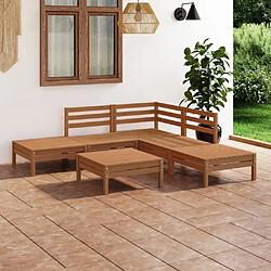 Maison Chic Salon de jardin 6 pcs - Table et chaises d'extérieur - Mobilier/Meubles de jardin Moderne Bois de pin massif Marron miel -MN10002