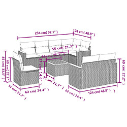 Avis Maison Chic Salon de jardin avec coussins 9 pcs | Ensemble de Table et chaises | Mobilier d'Extérieur beige résine tressée -GKD74940