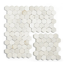 Pegane Carrelage mosaïque / Plaque de mosaïque mur et sol en marbre naturel coloris blanc - 33 x 33 cm