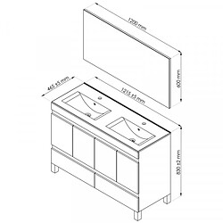 Dansmamaison Meuble double vasque 2 tiroirs 4 portes 120 cm Bois + Miroir - BOMBA pas cher