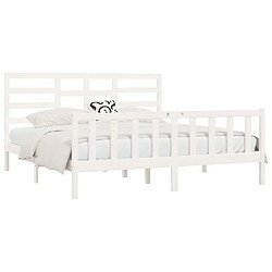 Avis Maison Chic Lit Super King - Cadre de lit,Structure du lit Contemporain pour chambre Blanc Bois massif 180x200 cm -MN30902