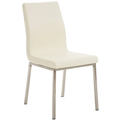 Decoshop26 Lot de 2 chaises de salle à manger style épuré en PVC crème et acier inoxydable 10_0001611