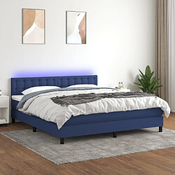 Sommier à lattes LED,Cadre à lattes de lit avec matelas pour Adulte Bleu 160x200 cm Tissu -MN71531