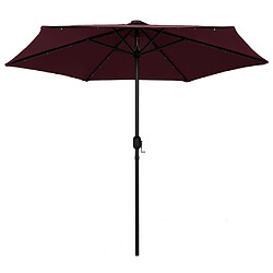 vidaXL Parasol de jardin lumières LED et mât aluminium rouge bordeaux