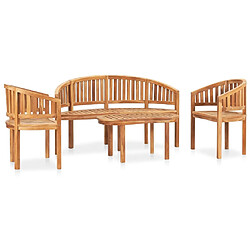 Avis Maison Chic Salon de jardin 4 pcs - Table et chaises d'extérieur - Mobilier/Meubles de jardin Moderne en forme de banane Bois de teck solide -MN54811