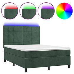 vidaXL Sommier à lattes de lit matelas et LED Vert foncé 140x200 cm