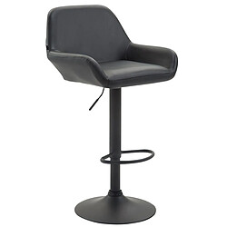 Decoshop26 Tabouret de bar x1 repose-pieds en forme d'arc en métal noir assise en PVC noir 10_0004544