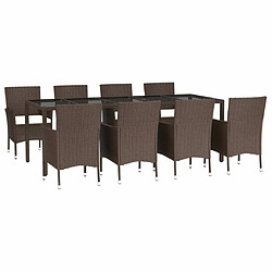 Avis Ensemble salle à manger de jardin 9 pcs,Ensemble à dîner d'extérieur marron poly rotin -MN46997