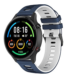 Bracelet en silicone 22mm bleu nuit/blanche pour votre Xiaomi Mi Watch Color Sports