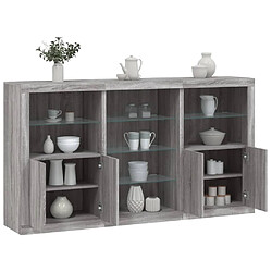 vidaXL Buffet avec lumières LED sonoma gris 181,5x37x100 cm 