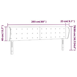 vidaXL Tête de lit avec oreilles Gris foncé 203x23x78/88 cm Velours pas cher