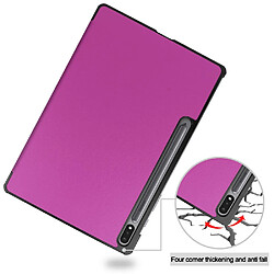 Etui en PU avec support tri-pliure violet pour votre Samsung Galaxy Tab S7 FE SM-T730/SM-T736