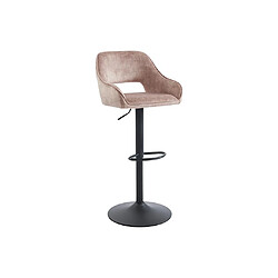 Acheter Vente-Unique Lot de 2 tabourets de bar en tissu et métal noir - Hauteur réglable - Beige - ZINEA