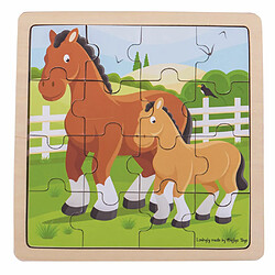 Bigjigs Toys Puzzle Cheval et Poulain en Bois