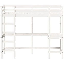 Acheter Vidaxl Lit superposé avec bureau blanc 80x200 cm bois de pin massif