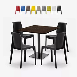 Grand Soleil Ensemble 1 Table Horeca 90x90cm et 4 Chaises Empilables Restaurant Bar Cuisine Jasper - Noir 