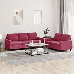 Maison Chic Ensemble de canapés 2 pcs avec coussins, Canapé droit Sofa pour Salon Rouge bordeaux Velours -GKD396238