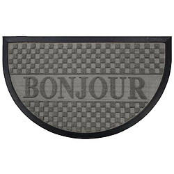 Paris Prix Tapis d'Entrée Demi-Lune Bonjour 45x75 cm Gris