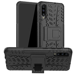 Wewoo Coque Pour Galaxy A70s Texture de pneu TPU antichoc + PC Housse de protection avec support noir