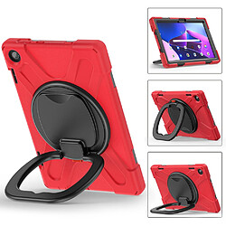 Coque en silicone anti-chute avec poignée et béquille rotative pour votre Lenovo Tab M10 (Gen 3) TB-328FU/TB-328XU - rouge