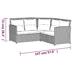 vidaXL Ensemble de canapés en L 2pcs avec coussins Gris Résine tressée pas cher