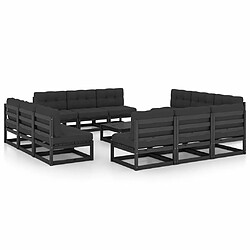 Maison Chic Salon de jardin 13 pcs + coussins - Mobilier/Meubles de jardin - Table et chaises d'extérieur Bois de pin massif -MN96997