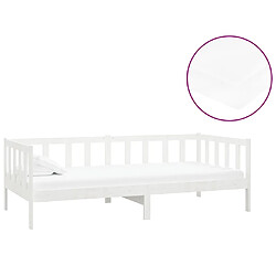 vidaXL Lit de repos avec matelas 90x200 cm Blanc Bois de pin massif