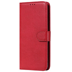 Wewoo Housse Coque Pour Galaxy M10 Étui de protection à rabat horizontal de couleur unie avec support et fentes cartes et portefeuille et cadre photo et lanière rouge