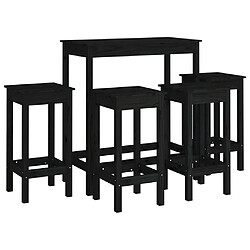 vidaXL Ensemble de bar 5 pcs Noir Bois de pin massif