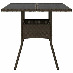 Acheter Maison Chic Table de jardin | Table d'extérieur avec dessus en verre marron résine tressée -GKD13969