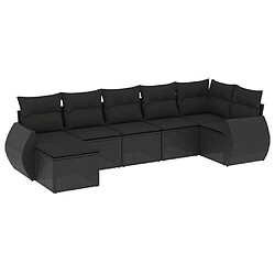 vidaXL Salon de jardin 7 pcs avec coussins noir résine tressée