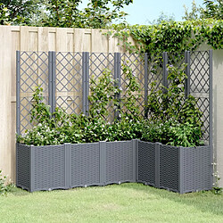 Maison Chic Jardinière,Bac à fleurs avec treillis - pot de fleur gris 160x120x140 cm PP -GKD52184