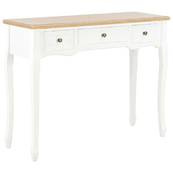 vidaXL Table de console et coiffeuse avec 3 tiroirs Blanc