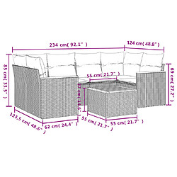 Acheter vidaXL Salon de jardin avec coussins 7 pcs gris résine tressée