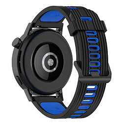 Bracelet en silicone 20mm rayures, bicolore, réglable, noir/bleu pour votre Huawei Watch GT3 42mm/Samsung Galaxy Watch4 40mm/44mm