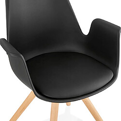 Mes Fauteuil design noir et piètement en bois naturel - SHAFT pas cher