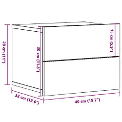 vidaXL Tables de chevet murales 2 pcs vieux bois 40x32x30 cm pas cher