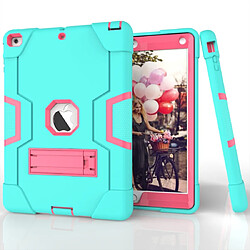 Avis Wewoo Coque Pour iPad 5/4 couleur contrastée Silicone + PC Combinaison avec support Aqua + Rose rouge