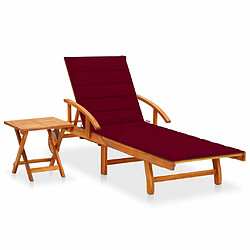 Maison Chic Chaise longue de jardin avec table et coussin | Bain de soleil Relax | Transat Bois d'acacia -GKD33533