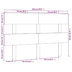 Acheter vidaXL Tête de lit Gris 154x3x81 cm Bois massif de pin