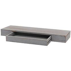 Decoshop26 Étagère murale suspendue avec tiroir de rangement 8x80x25 cm en bois gris vieilli 04_0008652