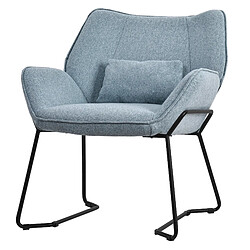 ML-Design Fauteuil Lounge Fauteuil Relax avec coussin de dossier Fauteuil de salon Lin Ble