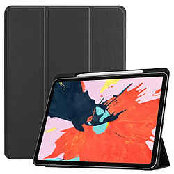 Etui en PU flip à trois volets avec fente pour stylo noir pour votre Apple iPad Pro 12.9-inch (2018)