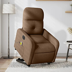 Maison Chic Fauteuil Relax pour salon, Fauteuil inclinable de massage électrique Marron Tissu -GKD51828