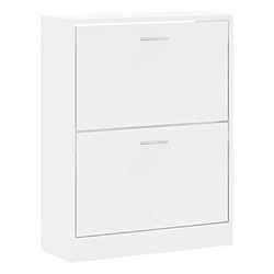 Avis Maison Chic Armoire à chaussure,Meuble à Chaussures Blanc brillant 63x24x81 cm Bois ingénierie -MN64345