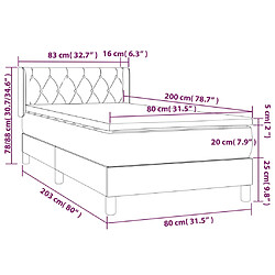 vidaXL Sommier à lattes de lit avec matelas Crème 80x200 cm Tissu pas cher