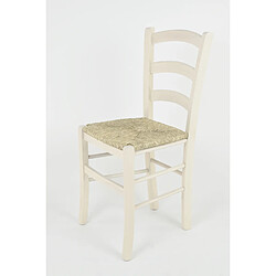 Tommychairs - Set 4 chaises Venice pour la Cuisine et Salle à Manger, Structure en Bois Couleur Aniline Blanche et Assise en Paille